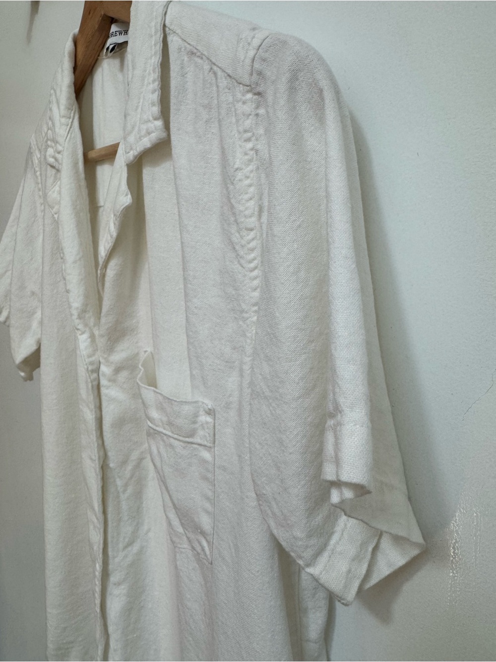We Wore What Linen Blend Button Down Short Sleeve Blouse Top Women Medium White - Picture 4 of 12